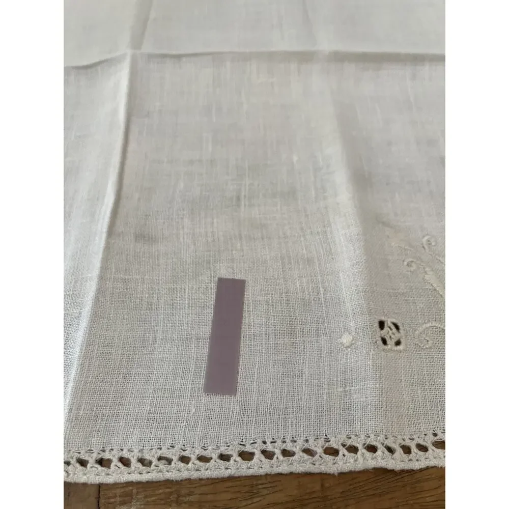 Off White Floral Embroidered Cottagecore Linen Napkins 16
